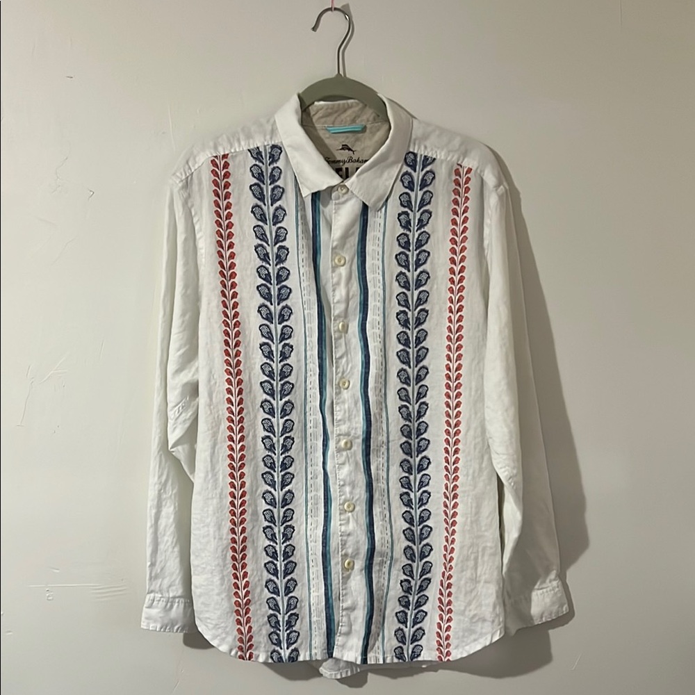 White and Blue Patterned Men's Shirt